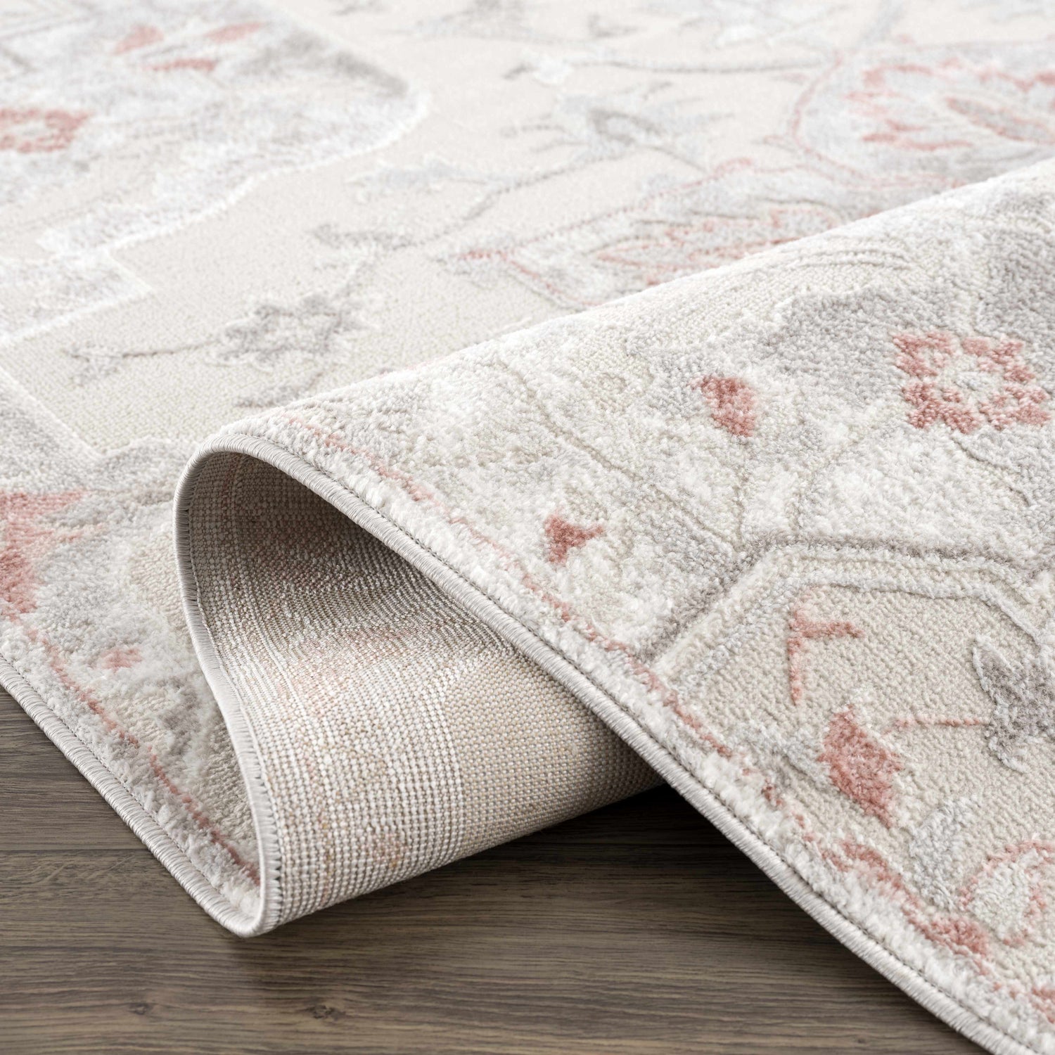 Calum Pink Floral Thick Area Rug - Clearance