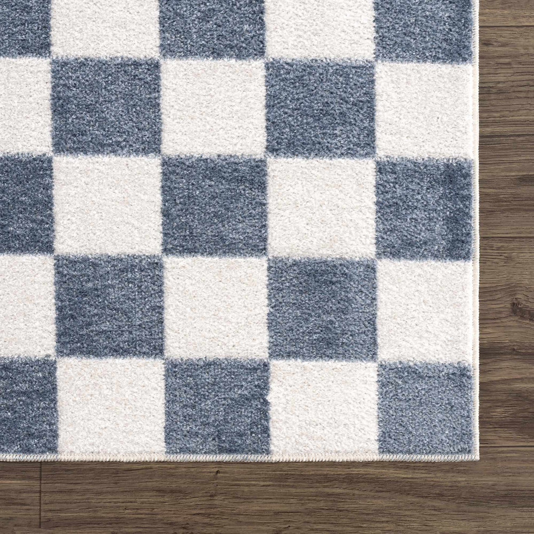 Brone Blue Checkered Washable Rug – Boutique Rugs
