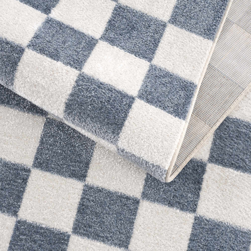 Brone Blue Checkered Washable Rug – Boutique Rugs