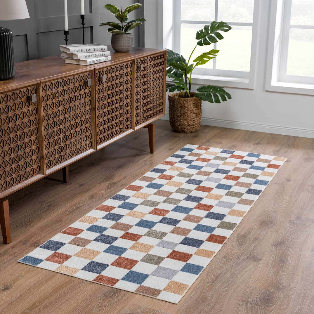 Alie Colorful Checkered Washable Rug – Boutique Rugs