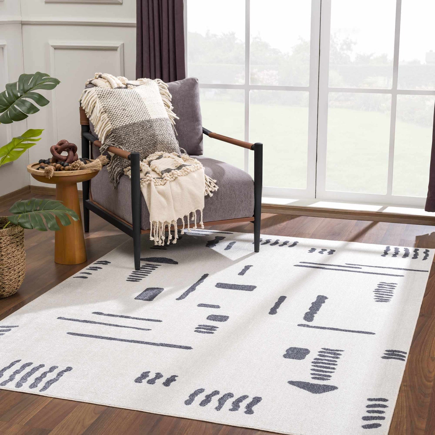 Eitan Gray Washable Area Rug - Clearance