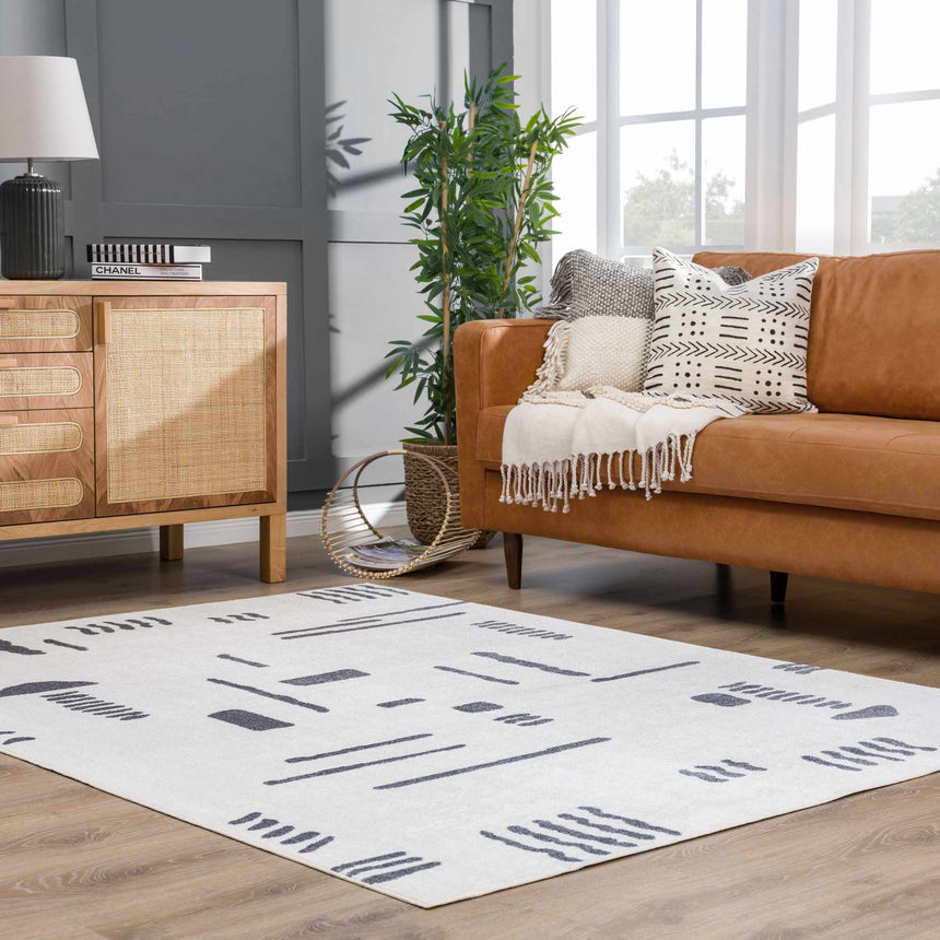 Eitan Gray Washable Area Rug - Clearance