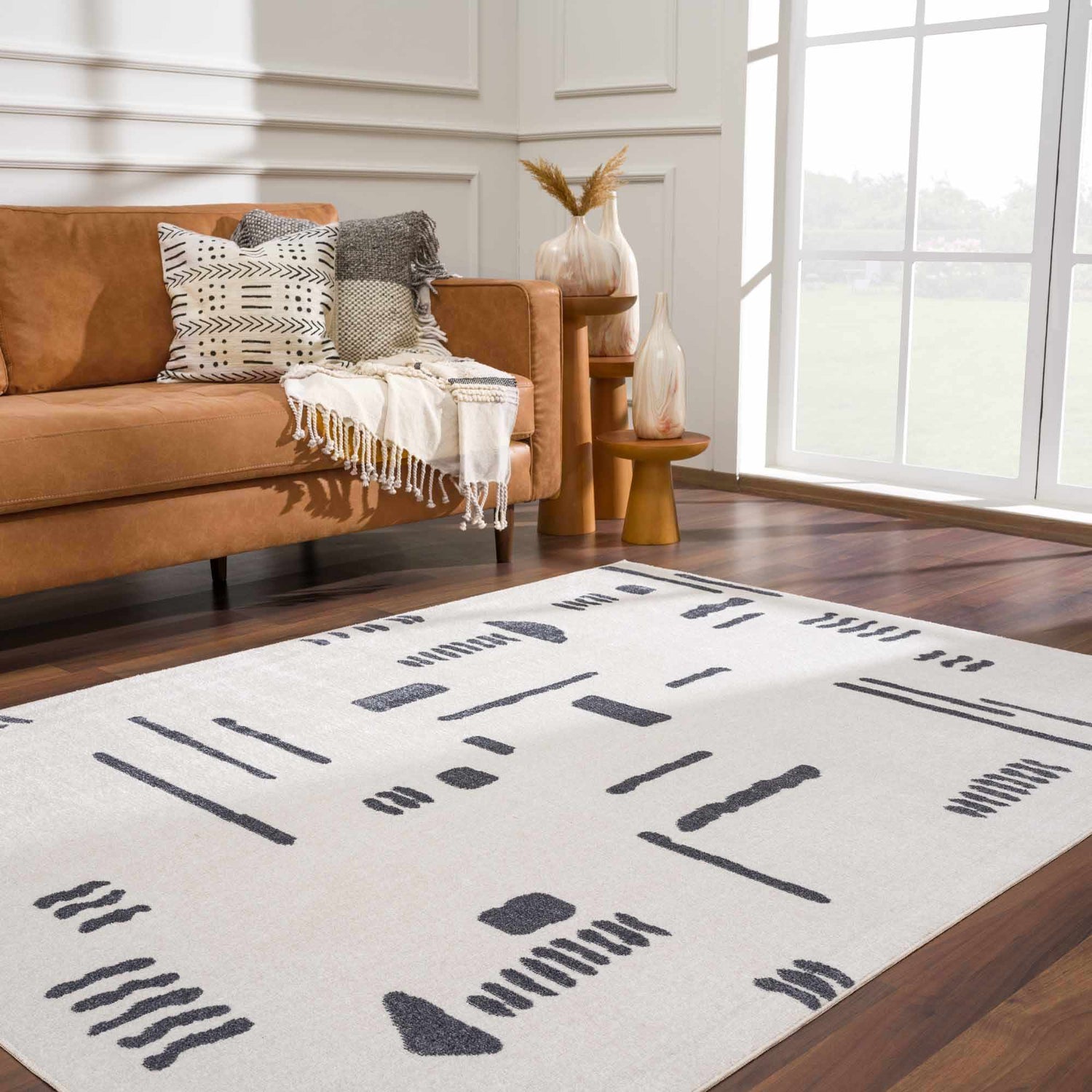 Eitan Gray Washable Area Rug - Clearance