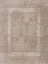 Close-up of the Caditaan Washable Area Rug. Brown and cream rug with traditional floral and geometric patterns. Design-Rectangle-537