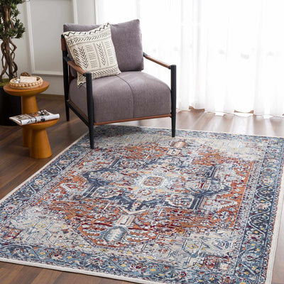 Cabacungan Blue & Rust Washable Area Rug - Clearance