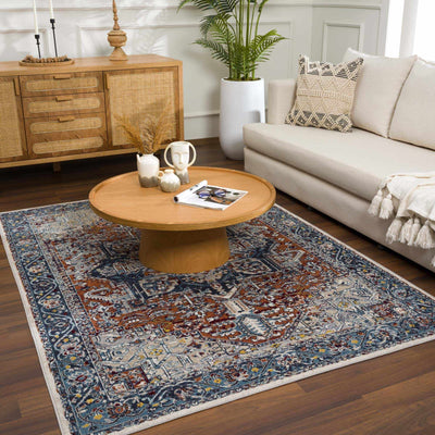 Cabacungan Blue & Rust Washable Area Rug - Clearance