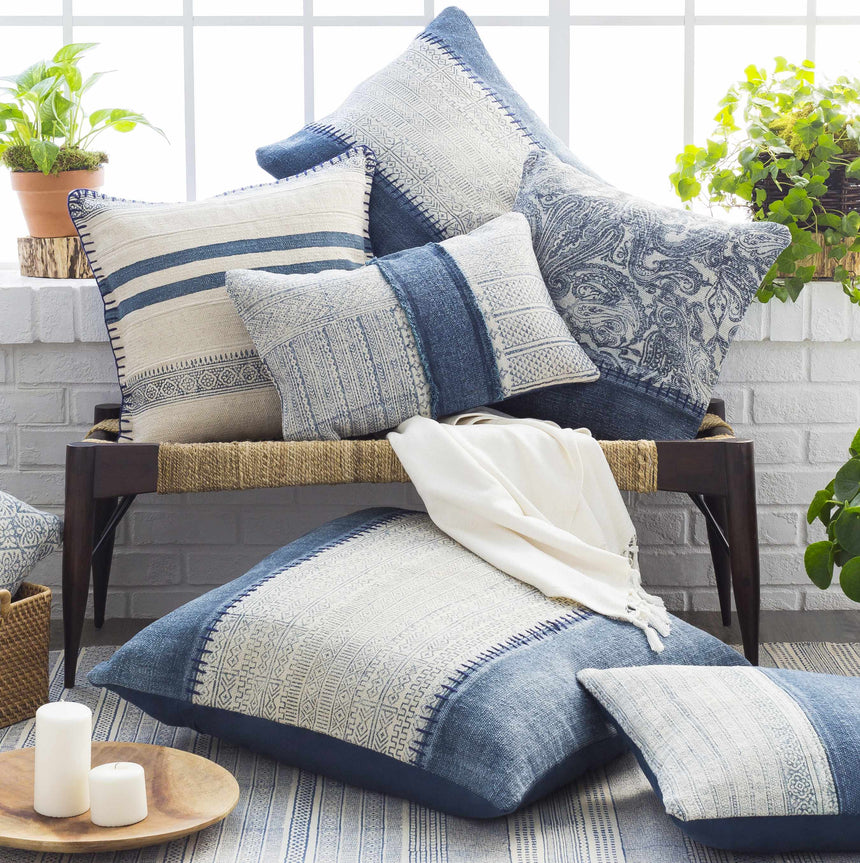 Durbin Indigo/White Cotton Flatweave Clearance Rug - Clearance