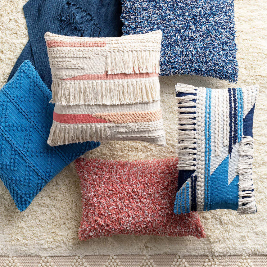 Minalin Blue Square Throw Pillow - Clearance