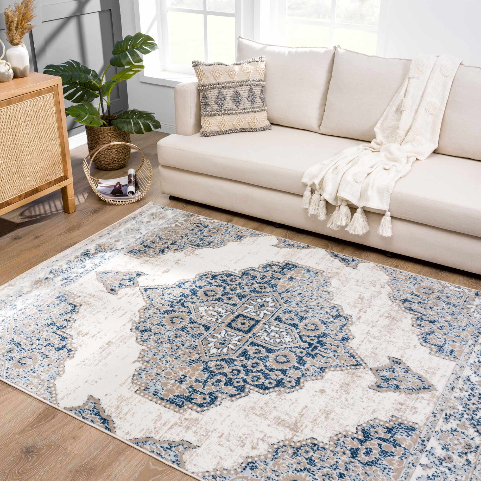 Amir Blue Medallion Area Rug