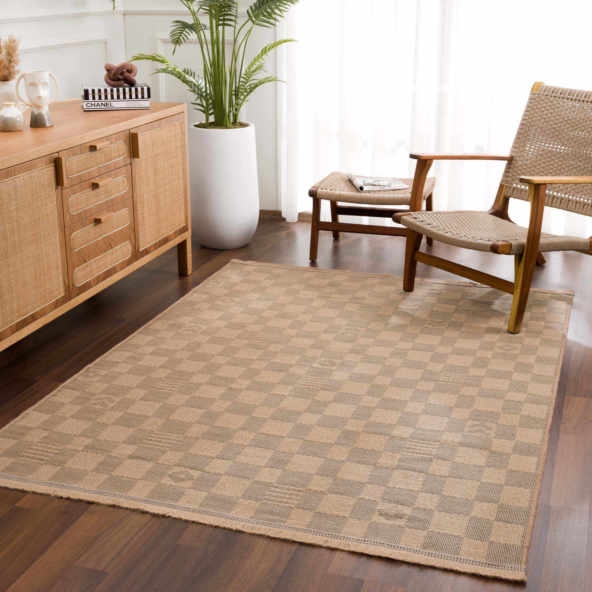 Checkard Rugs Nairi Checkered Washable Jute Rug