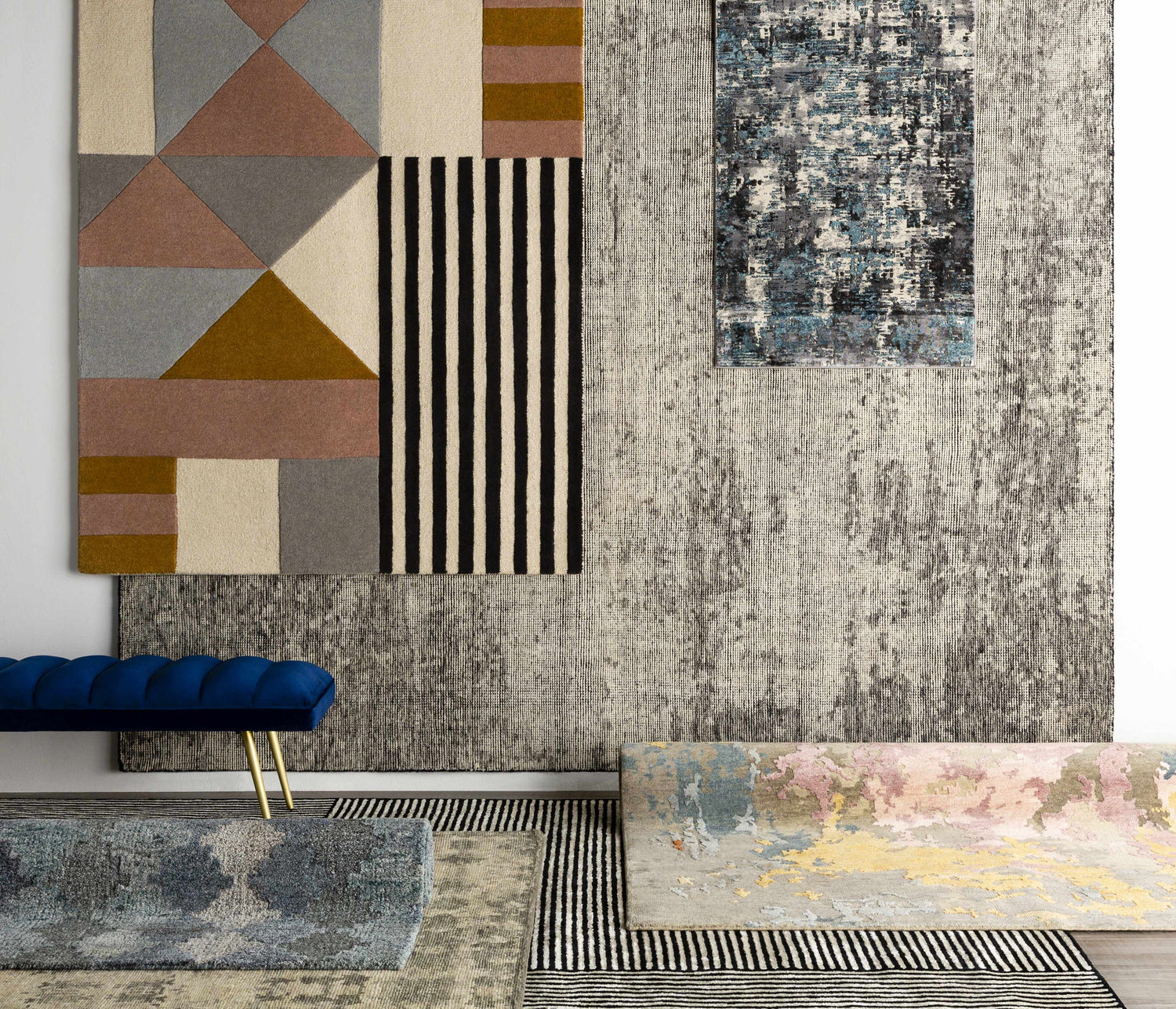 Black&White Striped Sheen Viscose Area Rug