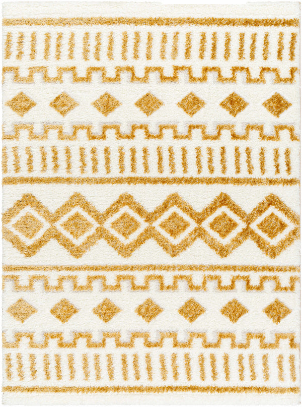 Tevy white & yellow plush carpet