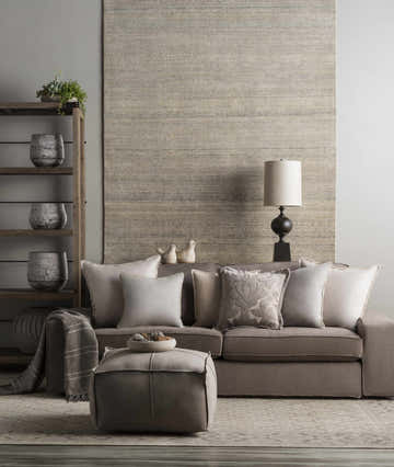 Balfron Gray Embroidered Square Throw Pillow - Clearance