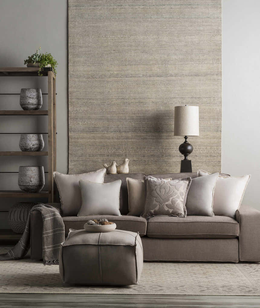 Balfron Gray Embroidered Square Throw Pillow - Clearance