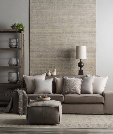 Balfron Gray Embroidered Square Throw Pillow - Clearance