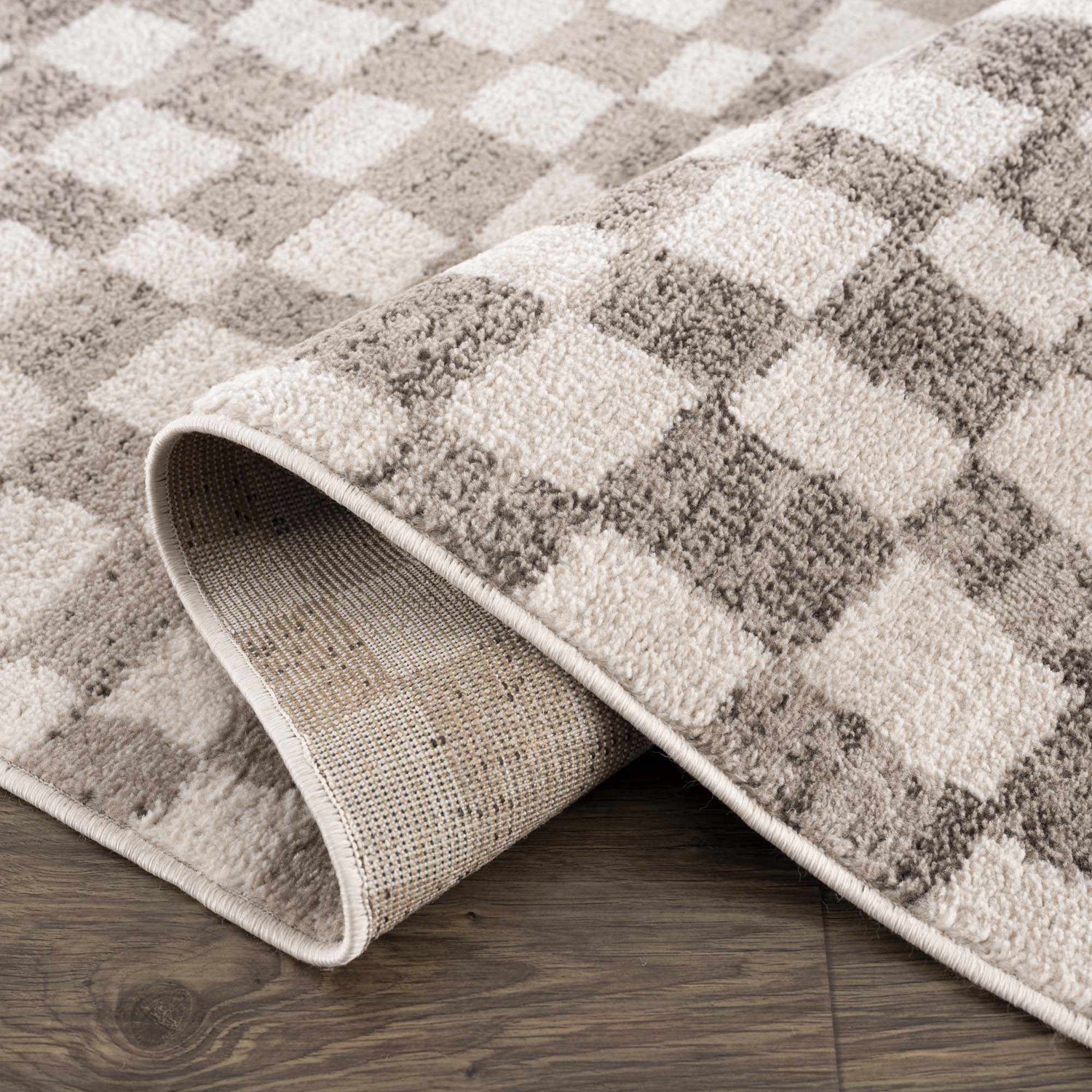 Benjy Irregular Checkboard Rug - Beige