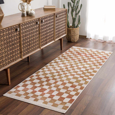 Benjy Irregular Checkboard Rug - Cream&Salmon