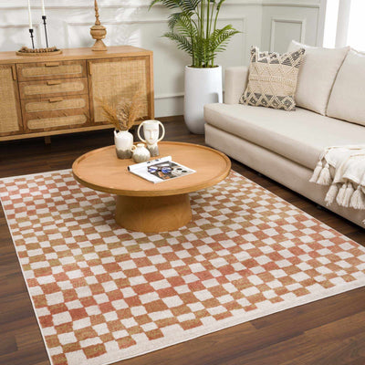 Benjy Irregular Checkboard Rug - Cream&Salmon