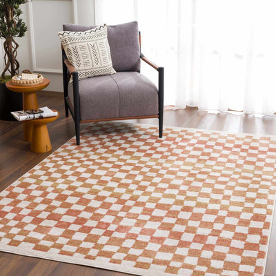 Benjy Irregular Checkboard Rug - Cream&Salmon