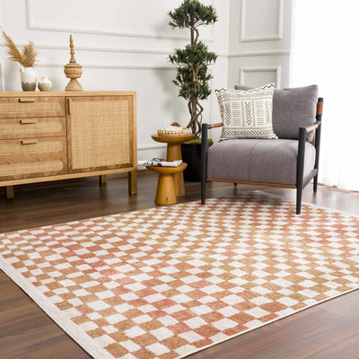 Benjy Irregular Checkboard Rug - Cream&Salmon