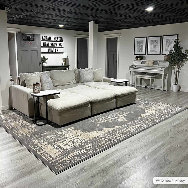 Paola Ultra Distressed Charcoal Rug
