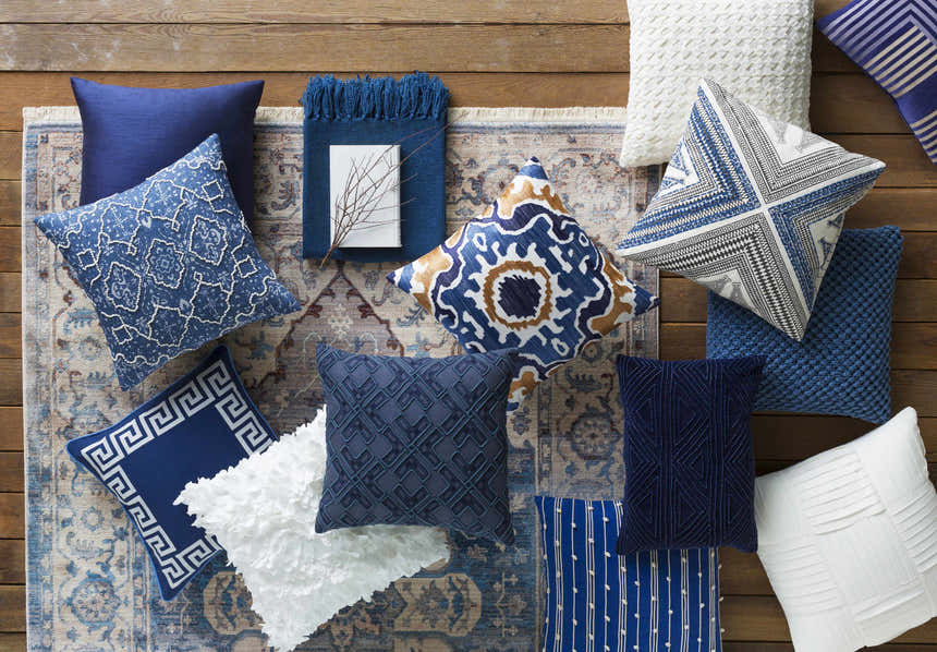 Shelton Navy Square Solid Accent Pillow - Clearance