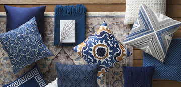 Shelton Navy Square Solid Accent Pillow - Clearance