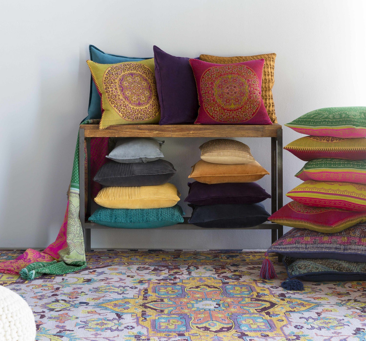 Aneth Blue Square Throw Pillow