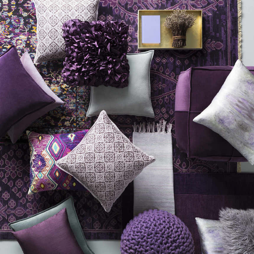 Glandore Mauve Damask Throw Pillow - Clearance