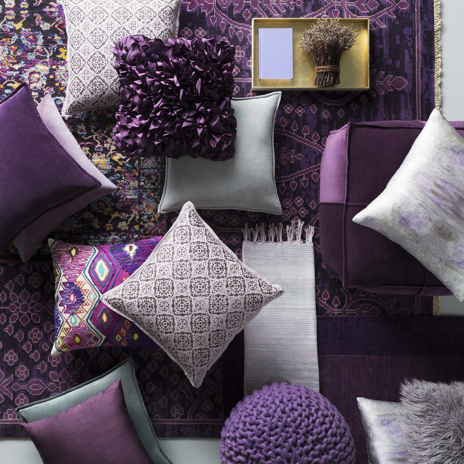Glandore Mauve Damask Throw Pillow - Clearance