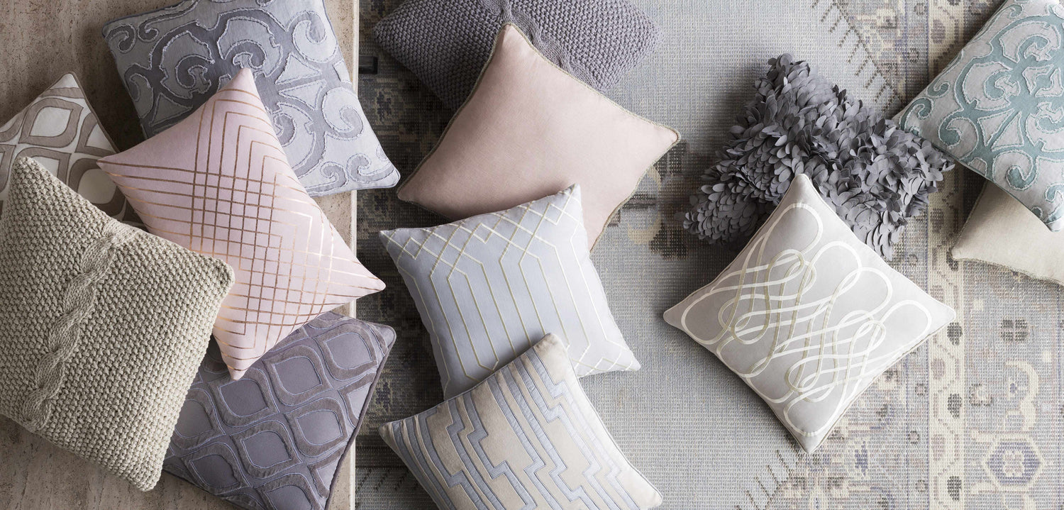 Alvarado Grey Geometric Square Accent Pillow - Clearance