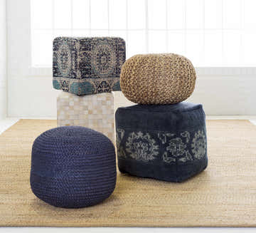 Gretna Blue Ottoman Pouf
