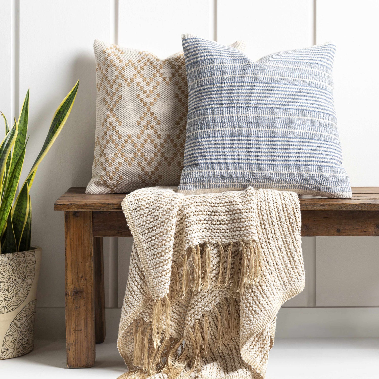 Monongah Ivory Textured Throw Pillow - Clearance