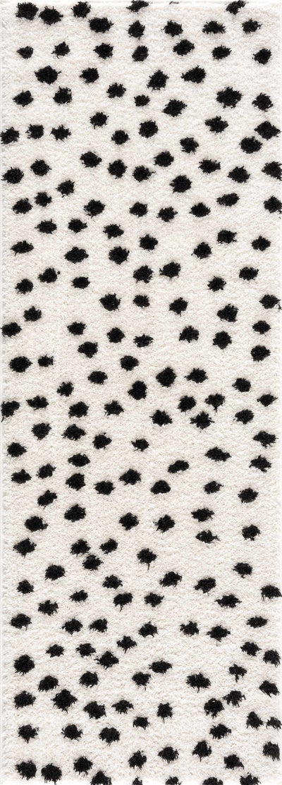 Cansu Black & White Dotted Area Rug