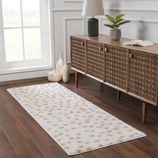 Cansu Pink & Cream Dotted Area Rug – Boutique Rugs