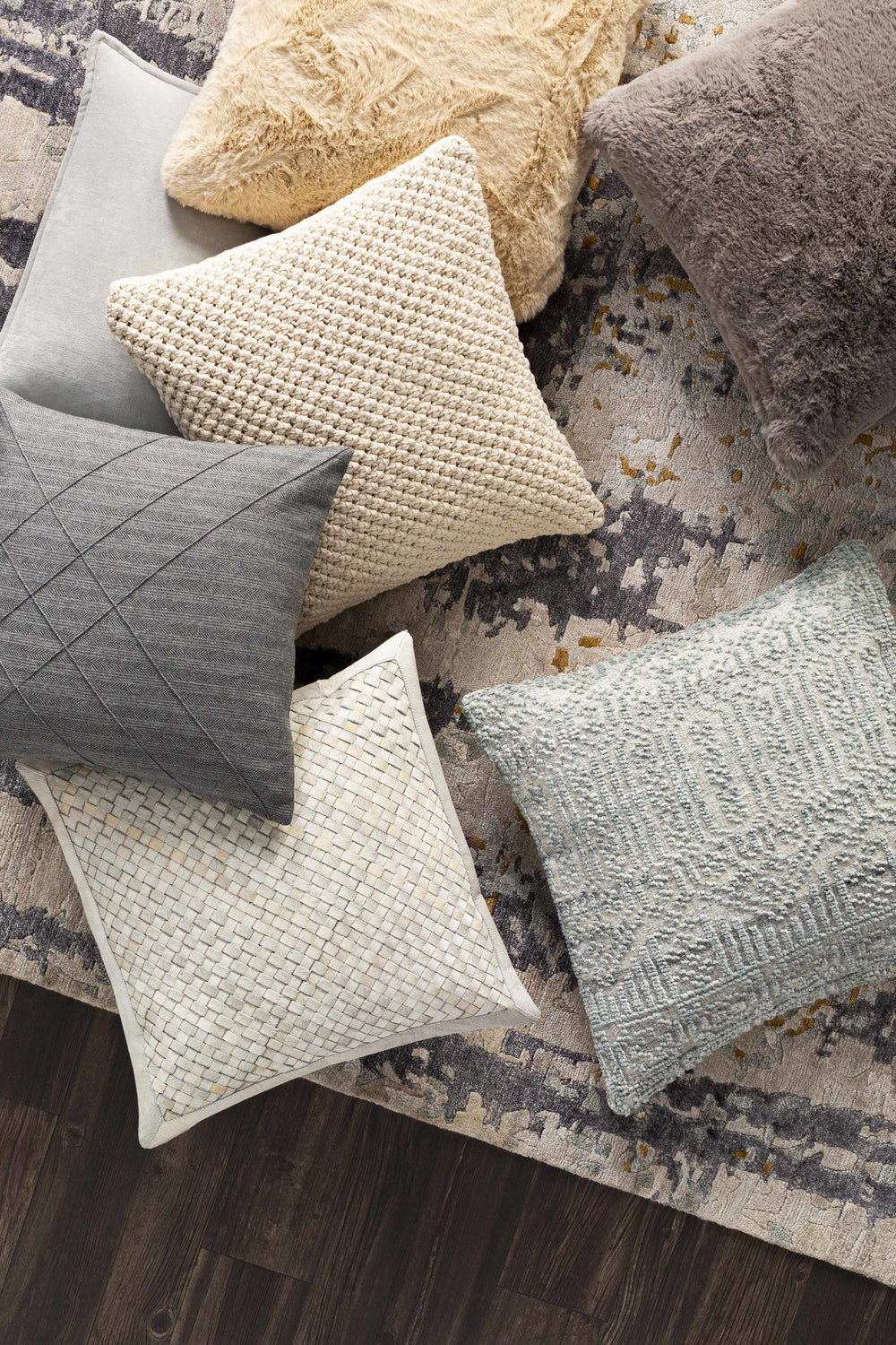 Shreveport Gray Faux Fur Accent Pillow - Clearance