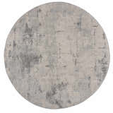Close-up of round Tigrima Ivory 2319 area rug. Contemporary design in gray and ivory. Machine woven polypropylene rug. Design-Round