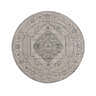 Close-up of a round Tigried Ivory & Gray 2315 Area Rug. Features a traditional gray and ivory medallion pattern. Design-Round