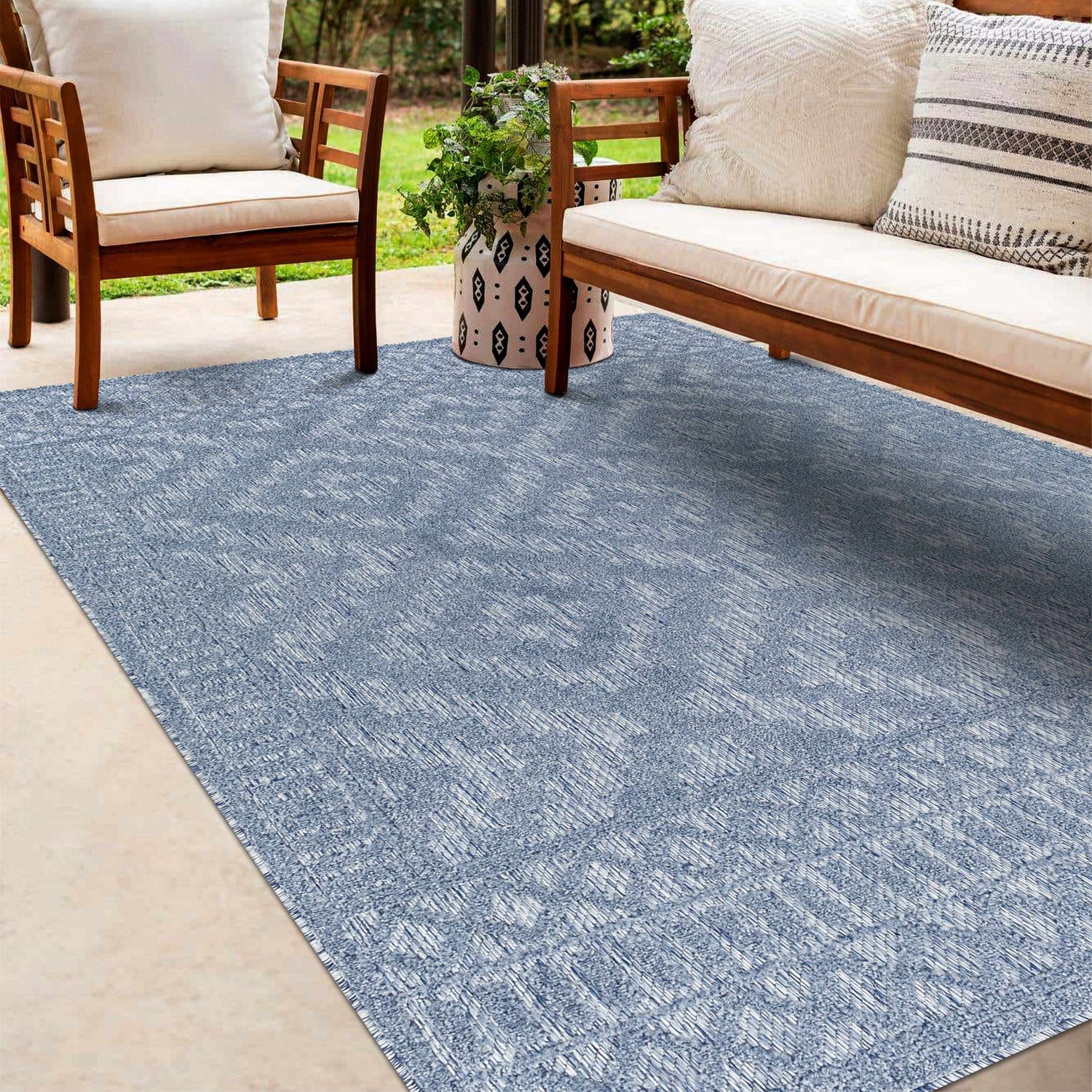 Feya Blue Outdoor Rug - Clearance