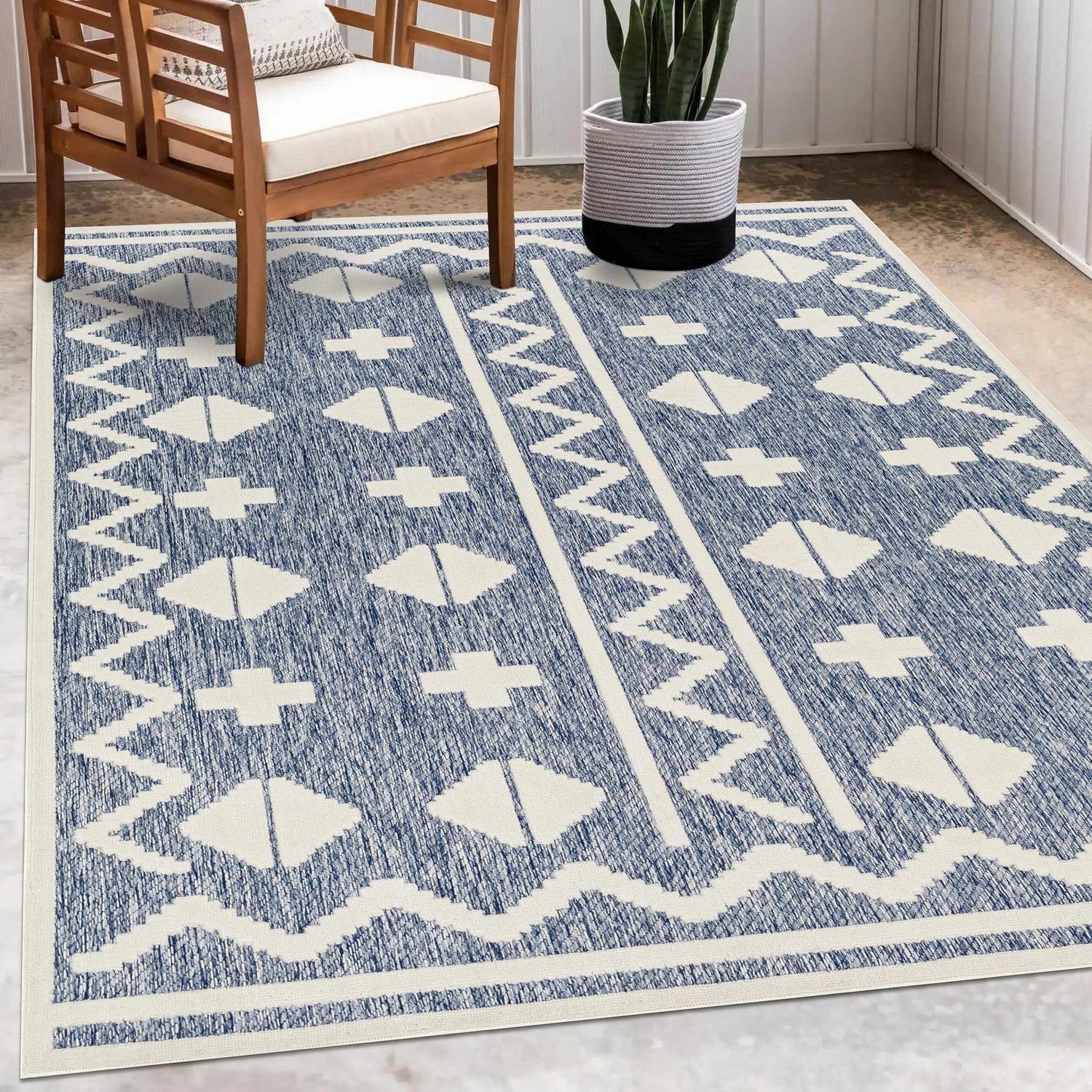 Elio Blue Outdoor Rug - Clearance