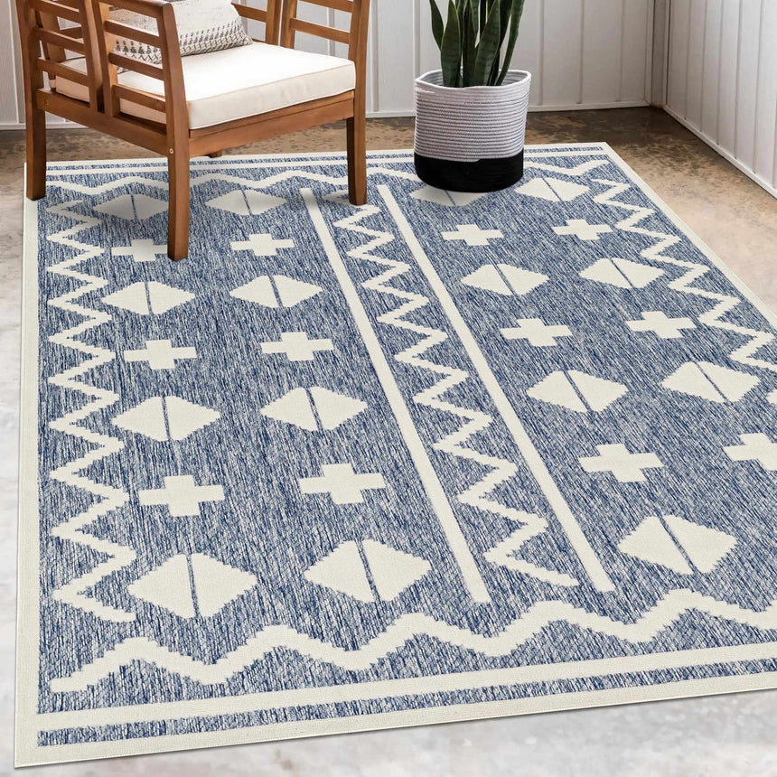 Elio Blue Outdoor Rug - Clearance