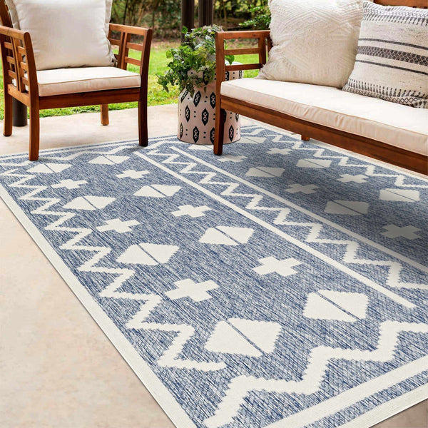 Elio Blue Outdoor Rug - Clearance