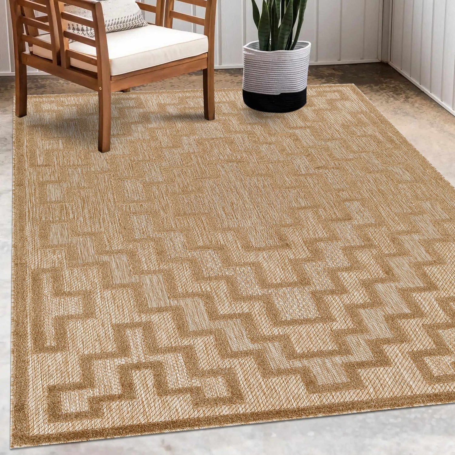 Diza Tan Outdoor Rug - Clearance
