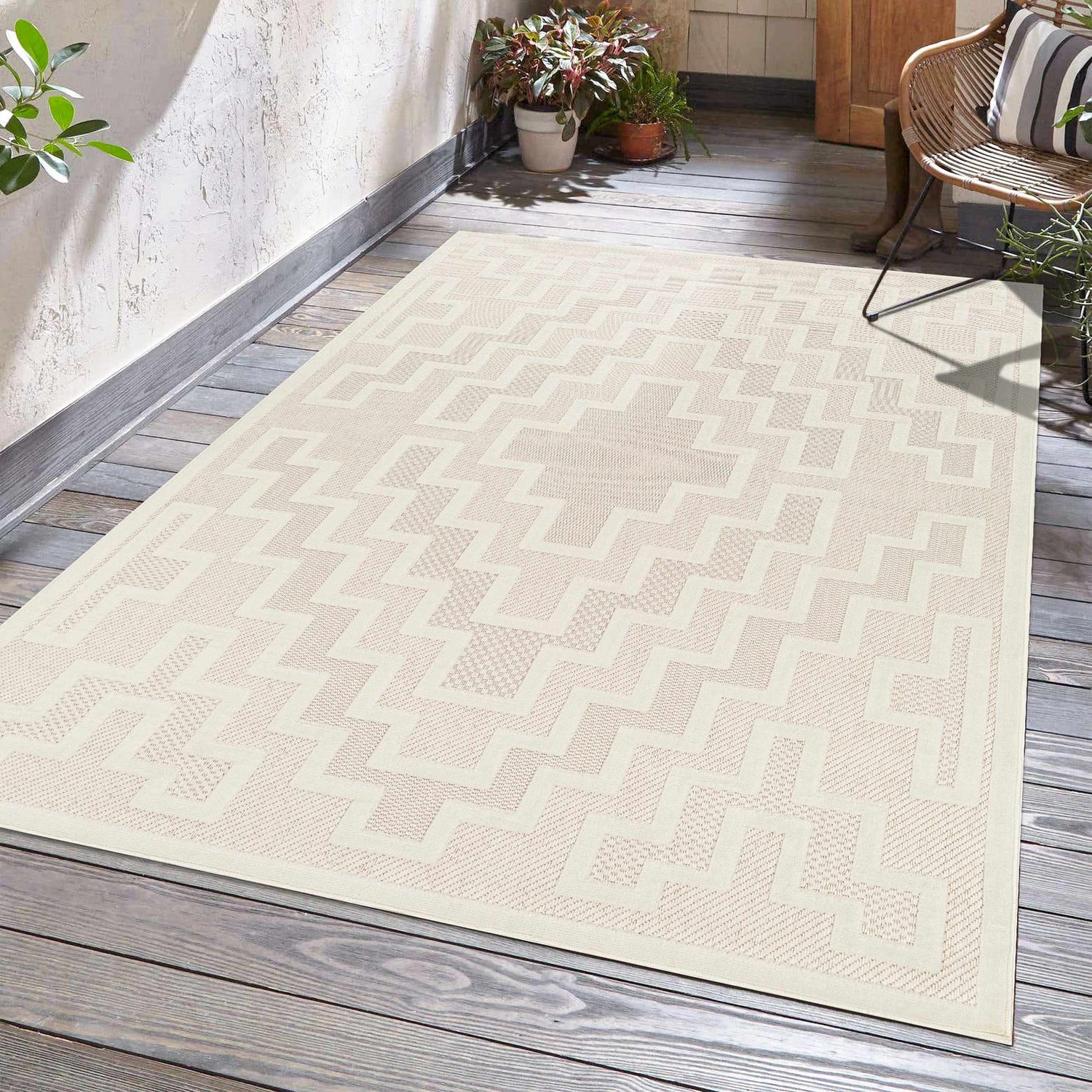 Diza Cream Outdoor Rug - Clearance