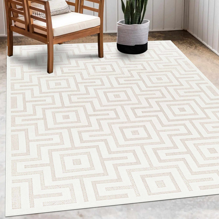 Zevi Cream Outdoor Rug - Clearance