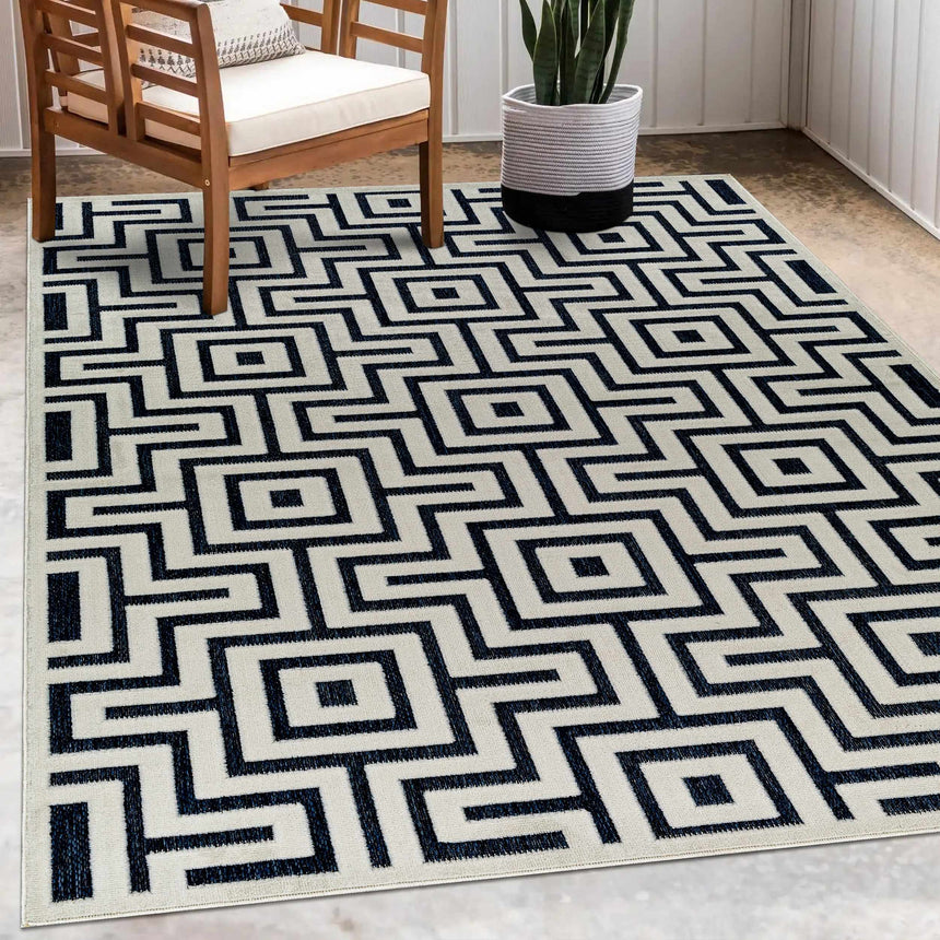 Zevi Blue Outdoor Rug - Clearance