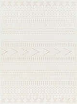 Close-up of the Jove Cream Outdoor Rug showing its southwestern-style geometric pattern and subtle texture. Design-Rectangle-5373