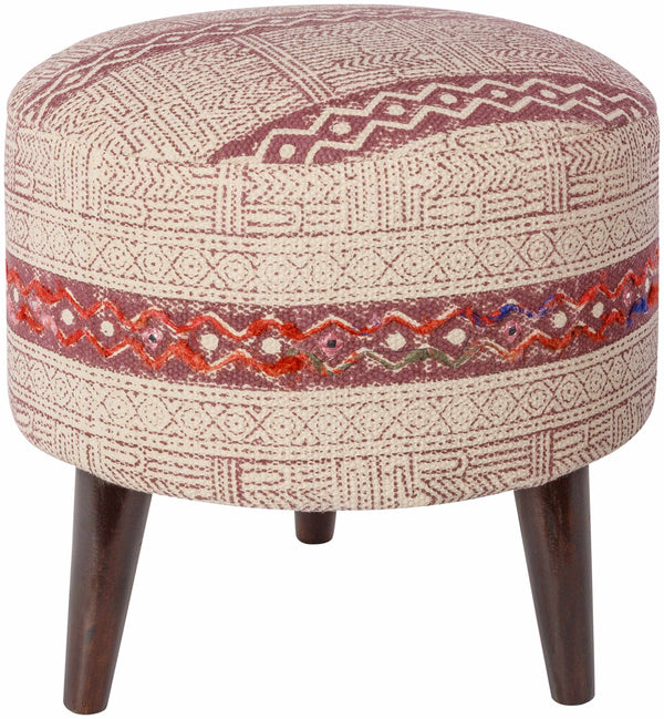 Serramanna Dark Red Patterned Ottoman