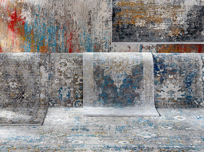 Calion Distressed Blue Luxury Area Rug