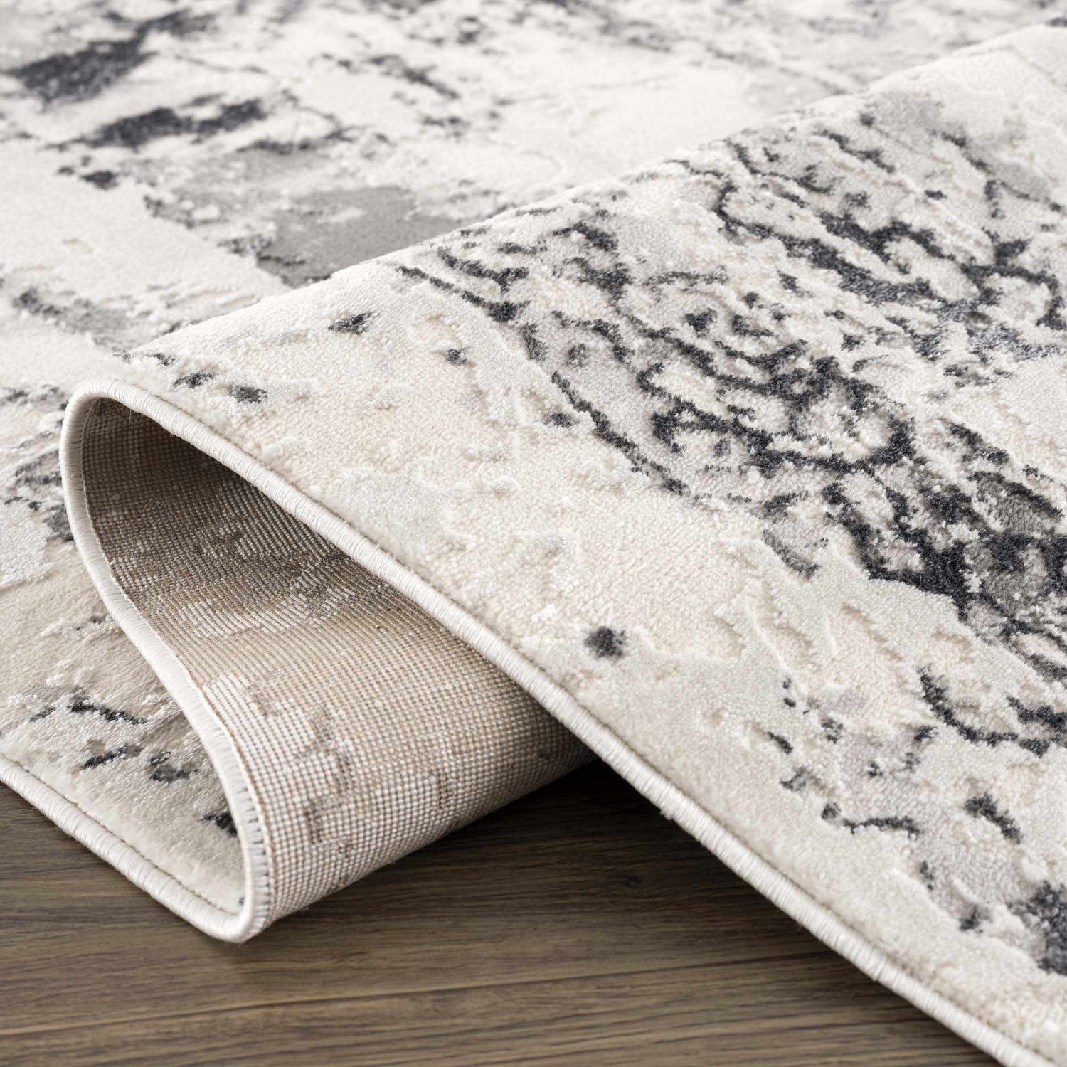 Junko Gray & Blue Marble Area Rug - Clearance